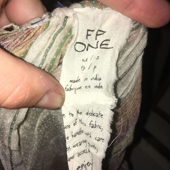 Free People One billowy striped boho crochet front XS/S crop top - Picture 3 of 3